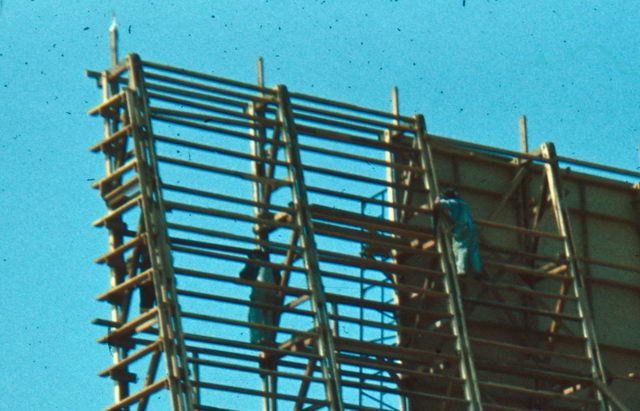 Starlite Drive-In Theatre - WOODEN TOWER FRAME WITH PARTIAL SHEATHING